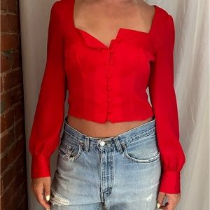 Satin red occasion top
